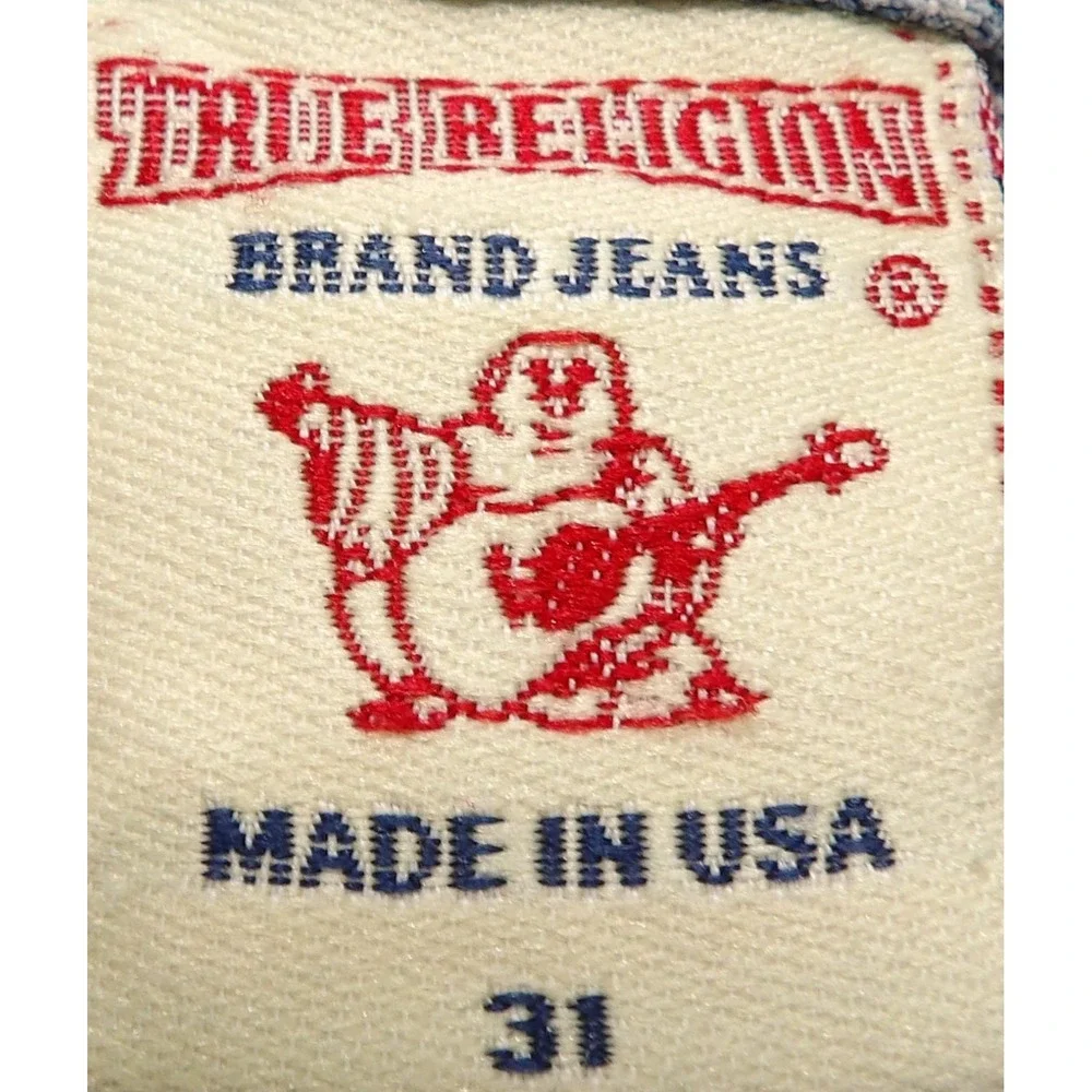 VTG Y2K True Religion Joey Super T Shorts Men 31 Distressed USA Light Wash Denim